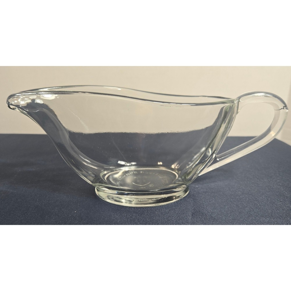 Vintage Anchor Hocking Clear Glass 12 oz Gravy Boat Made in USA